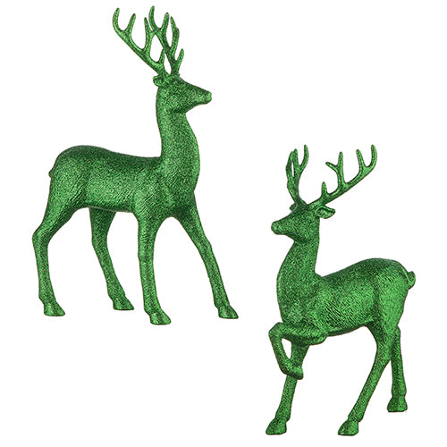 Green Glittered Deer - Set of 2 - 13
