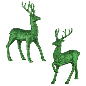 Green Glittered Deer - Set of 2 - 13"