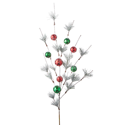 Iced Ball Ornament Spray with Frosted Pine Spray - 42