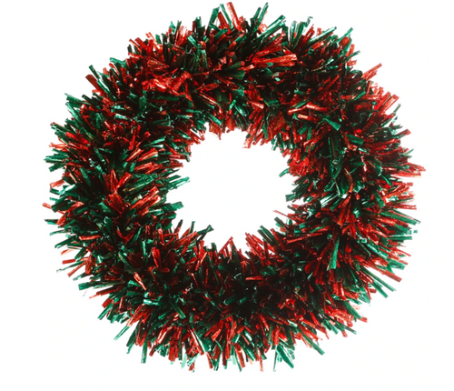Red and Green Tinsel Wreath Large - 36
