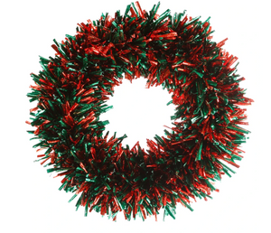 Red and Green Tinsel Wreath Large - 36"
