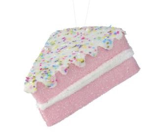 Frosted Sprinkle Cake Slice Ornament - Pink - 6