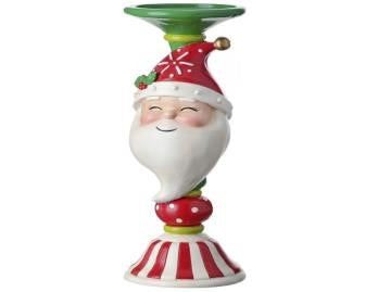 Peppermint Candy Santa Candle Holder - 12
