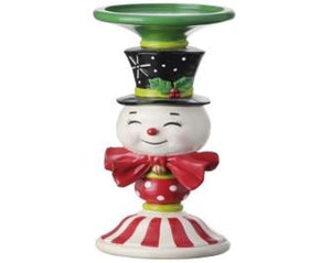 Peppermint Candy Snowman Candle Holder - 9"