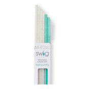 Swig Life Glitter Clear and Aqua Reusable Straws (6)