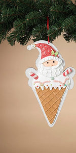 Claydough Santa or Snowman Ice Cream Cone Ornament - 12"