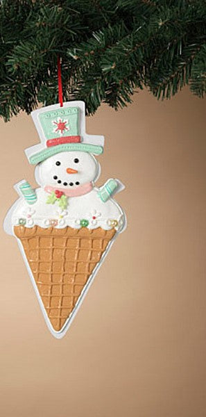 Claydough Santa or Snowman Ice Cream Cone Ornament - 12"