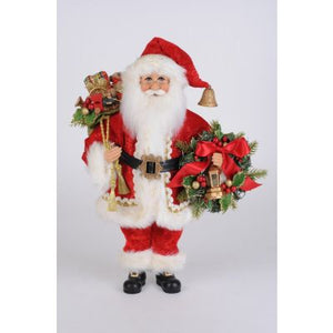 Lighted Berry Santa with Wreath - 17"