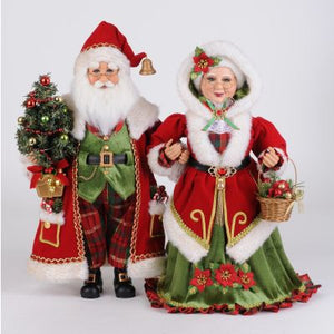 Lighted Strolling Mr. & Mrs. Clause - 17.5"