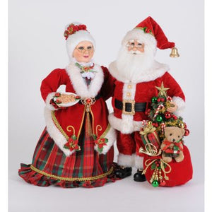 Lighted Mr. & Mrs. Clause Bearing Gifts - 17.5"