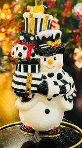 Black and White Delight Snowman by Huras Family