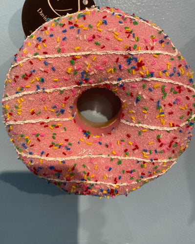 Sprinkle Covered Donut Ornament - Pink - 5.7