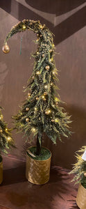 Potted Bendable Tree with Gold Bell and 40 Lights - 33"