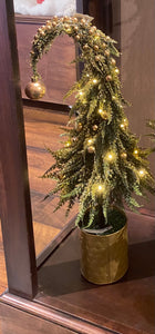 Potted Bendable Tree with Gold Bell and 30 Lights - 26"