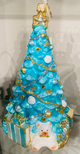 Turquoise and Gold Christmas Tree by Huras Family