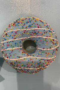 Sprinkle Covered Donut Ornament - Blue - 5.7"