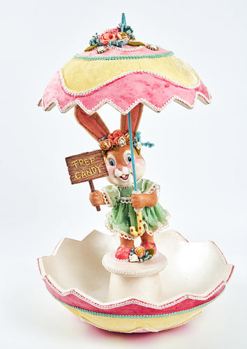 Katherine's Collection Spring Showers Bunny with Umbrella Candy Dish