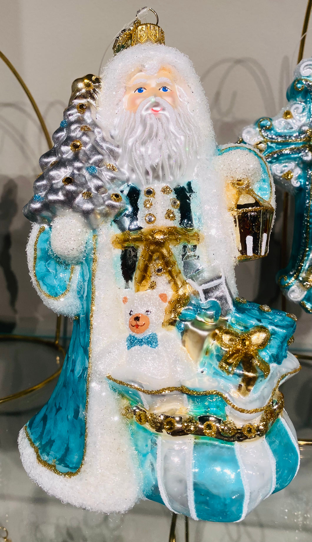 Turquoise and Gold Splendid Santa by Huras Family